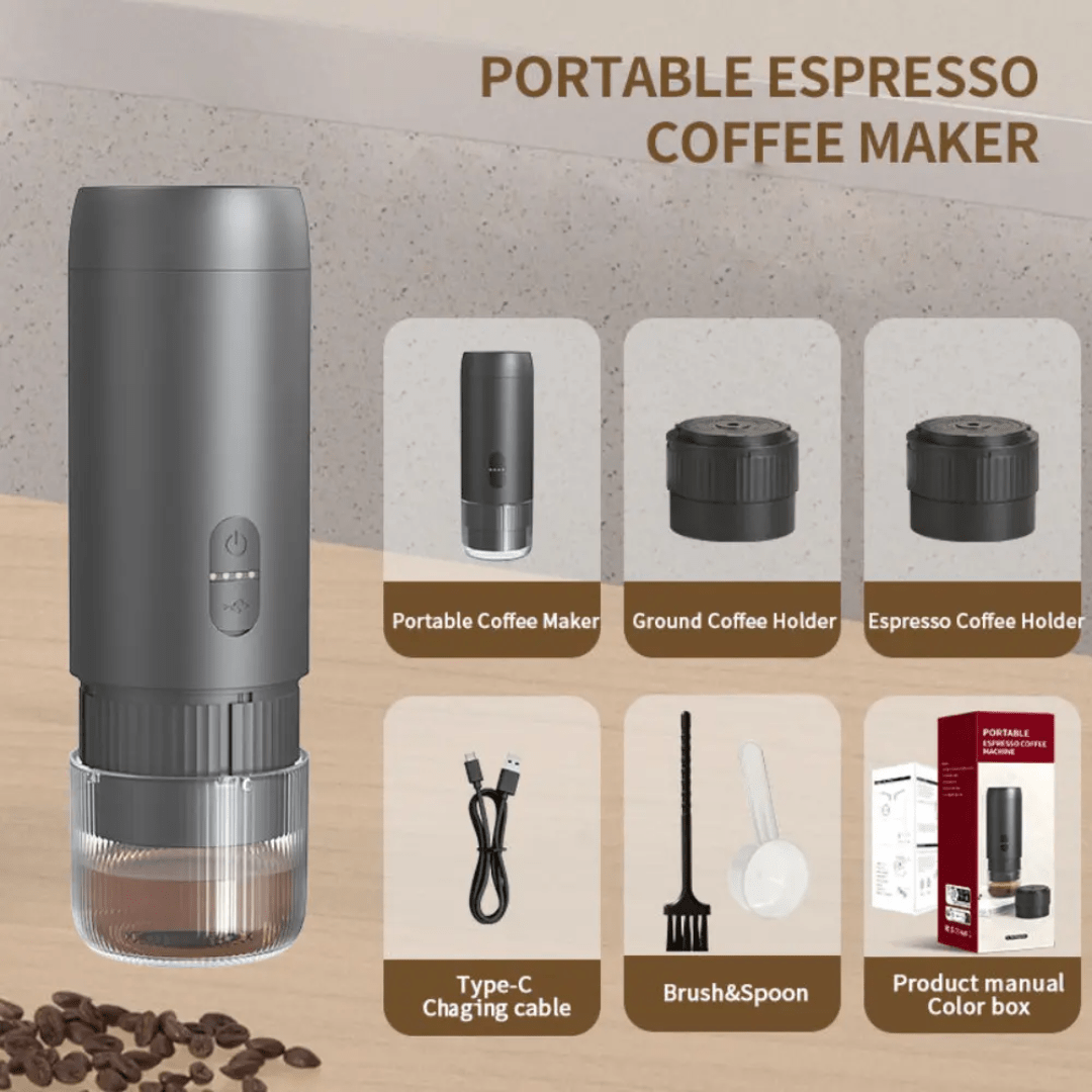 2 - in - 1 Portable Coffee Machine – Capsule & Ground | Rechargeable Espresso Maker - Eaze Mart
