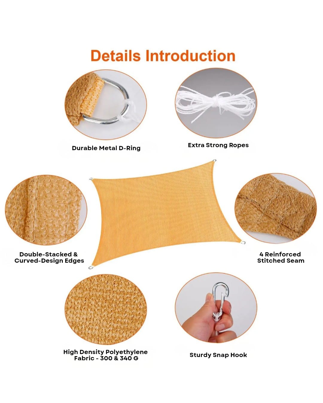 HDPE Rectangle Shade Sail – 98% UV Protection