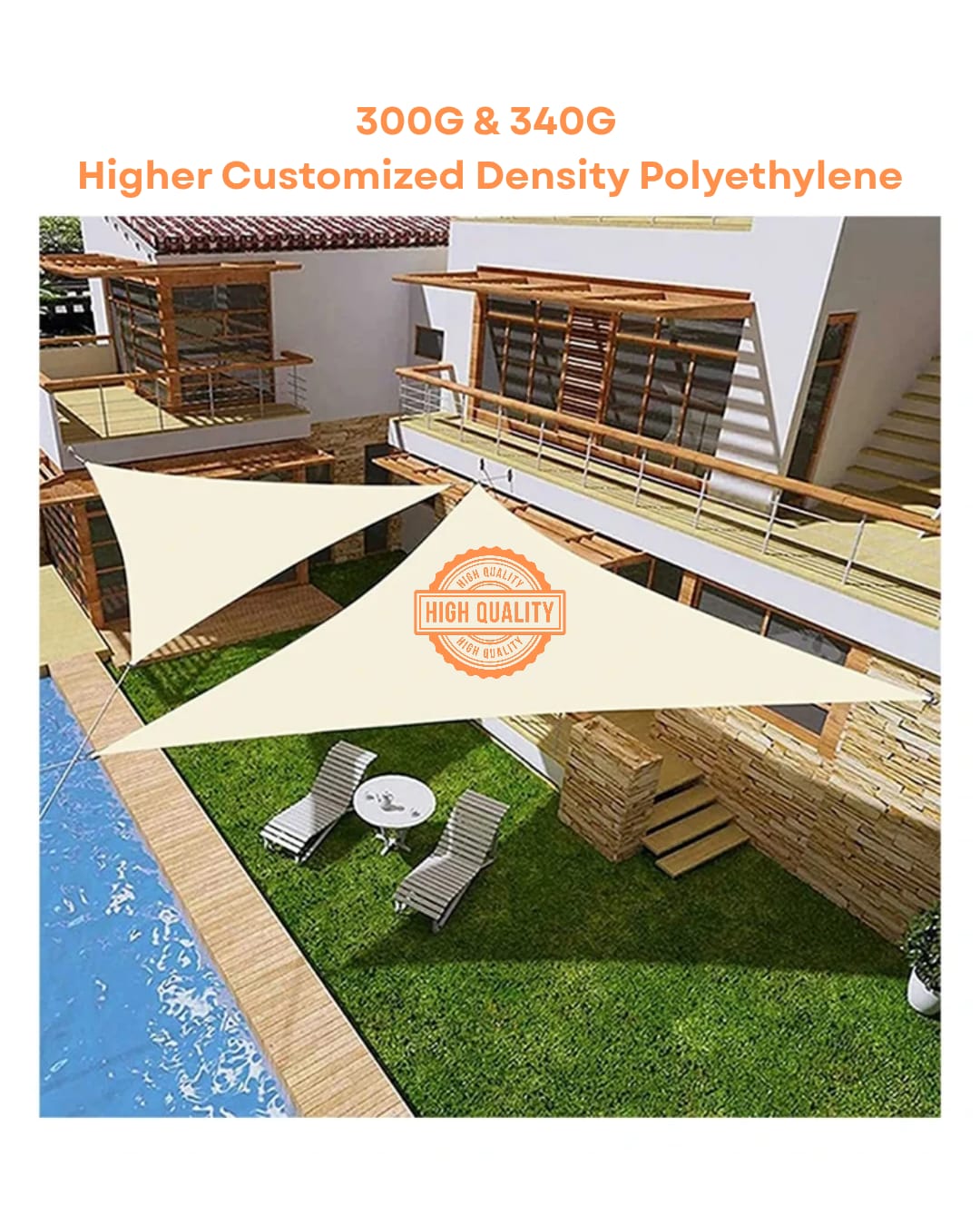 HDPE Triangle Shade Sail – 98% UV Protection