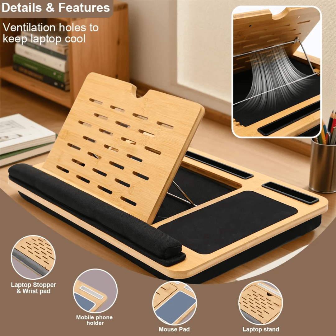 Bamboo Portable Laptop Desk - Eaze Mart