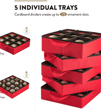 Christmas Ornament Organizer – 5 Trays with Dividers & Extra Pockets - Eaze Mart