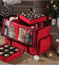 Christmas Ornament Organizer – 5 Trays with Dividers & Extra Pockets - Eaze Mart