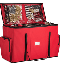 Christmas Ornament Organizer – 5 Trays with Dividers & Extra Pockets - Eaze Mart
