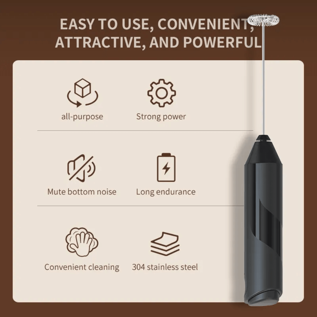 Electric Milk Frother – Battery Operated Handheld Foam Maker - Eaze Mart