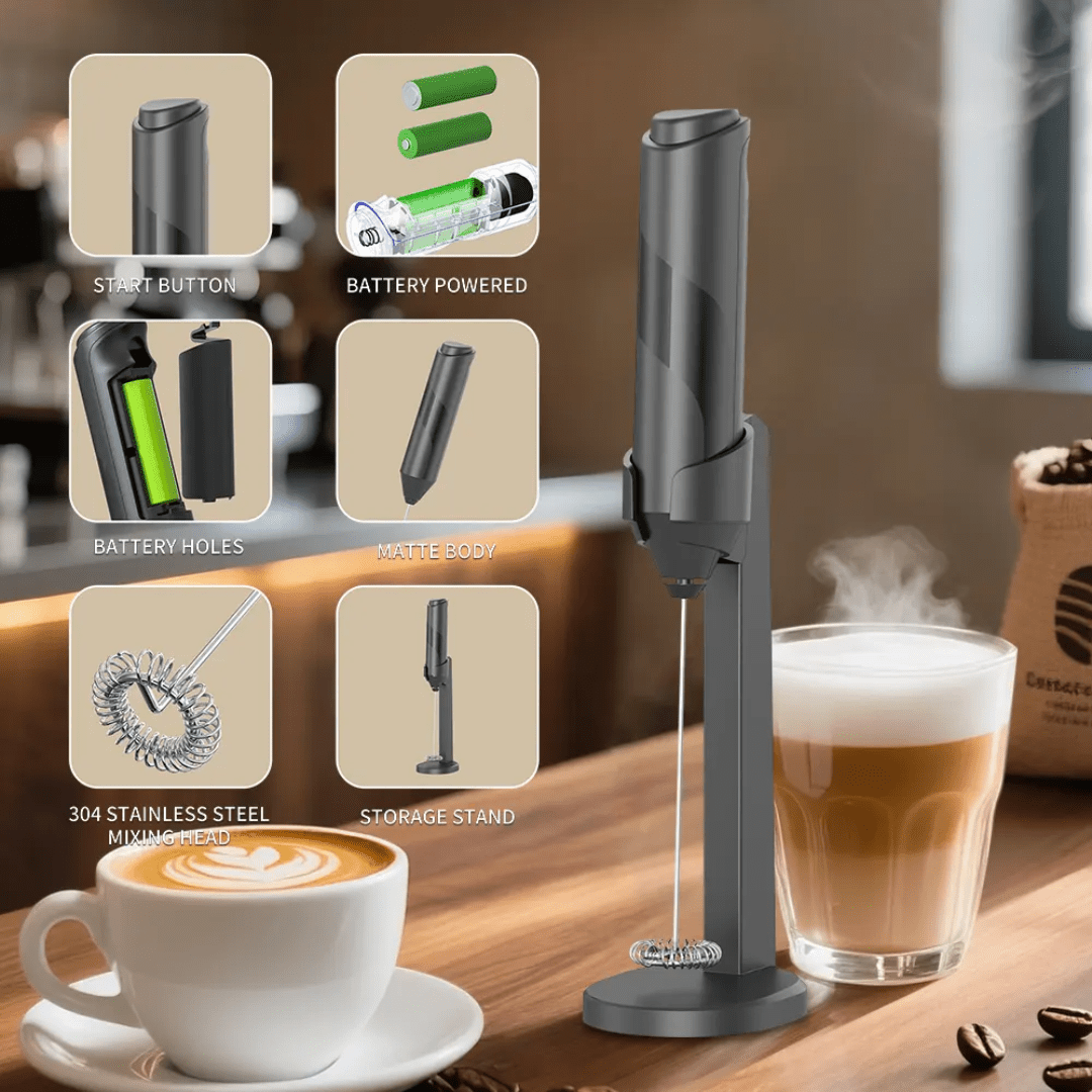 Electric Milk Frother – Battery Operated Handheld Foam Maker - Eaze Mart
