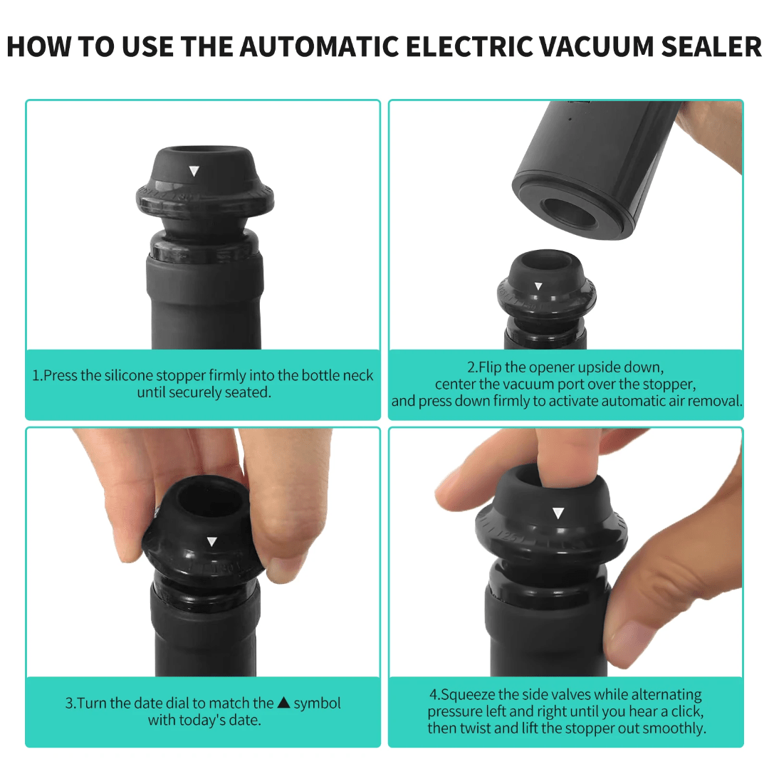 Electric Wine Opener Gift Set – Full Kit with Stoppers, Pourer, Foil Cutter & Pump - Eaze Mart