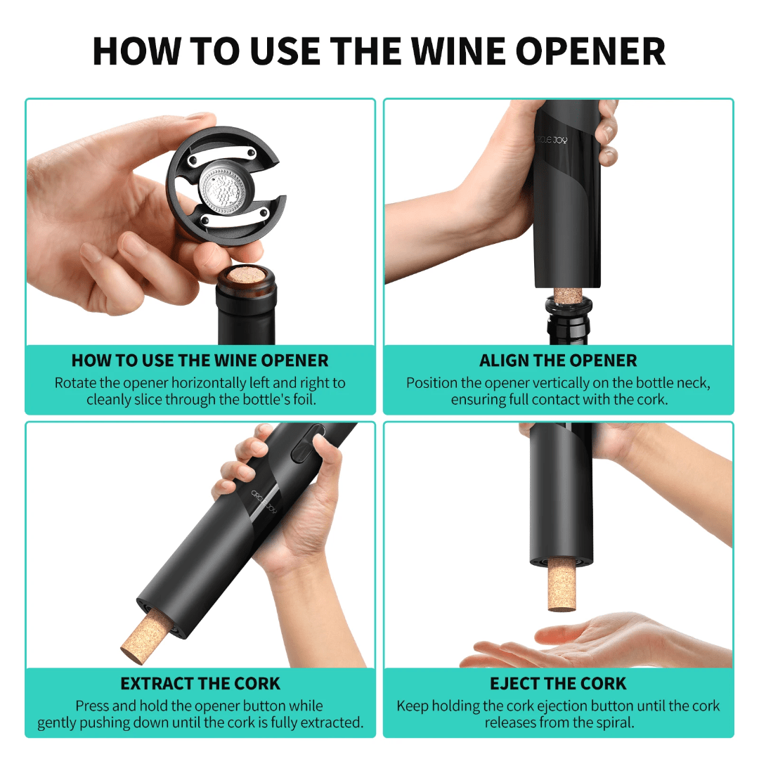 Electric Wine Opener Gift Set – Full Kit with Stoppers, Pourer, Foil Cutter & Pump - Eaze Mart