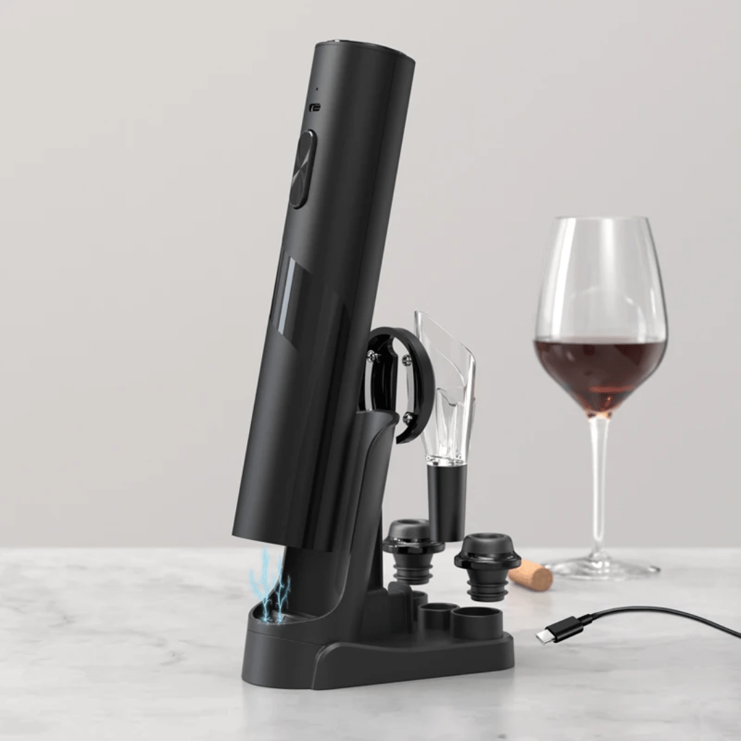 Electric Wine Opener Gift Set – Full Kit with Stoppers, Pourer, Foil Cutter & Pump - Eaze Mart