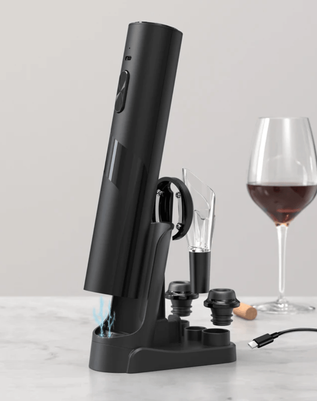 Electric Wine Opener Gift Set – Full Kit with Stoppers, Pourer, Foil Cutter & Pump - Eaze Mart
