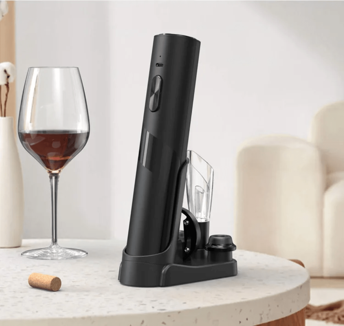 Electric Wine Opener Gift Set – Full Kit with Stoppers, Pourer, Foil Cutter & Pump - Eaze Mart