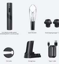 Electric Wine Opener Gift Set – Full Kit with Stoppers, Pourer, Foil Cutter & Pump - Eaze Mart