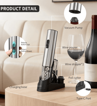 Electric Wine Set – Full Kit with Stoppers, Pourer, Foil Cutter & Pump - Eaze Mart