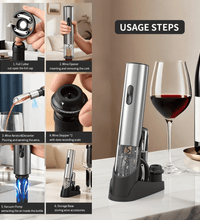 Electric Wine Set – Full Kit with Stoppers, Pourer, Foil Cutter & Pump - Eaze Mart