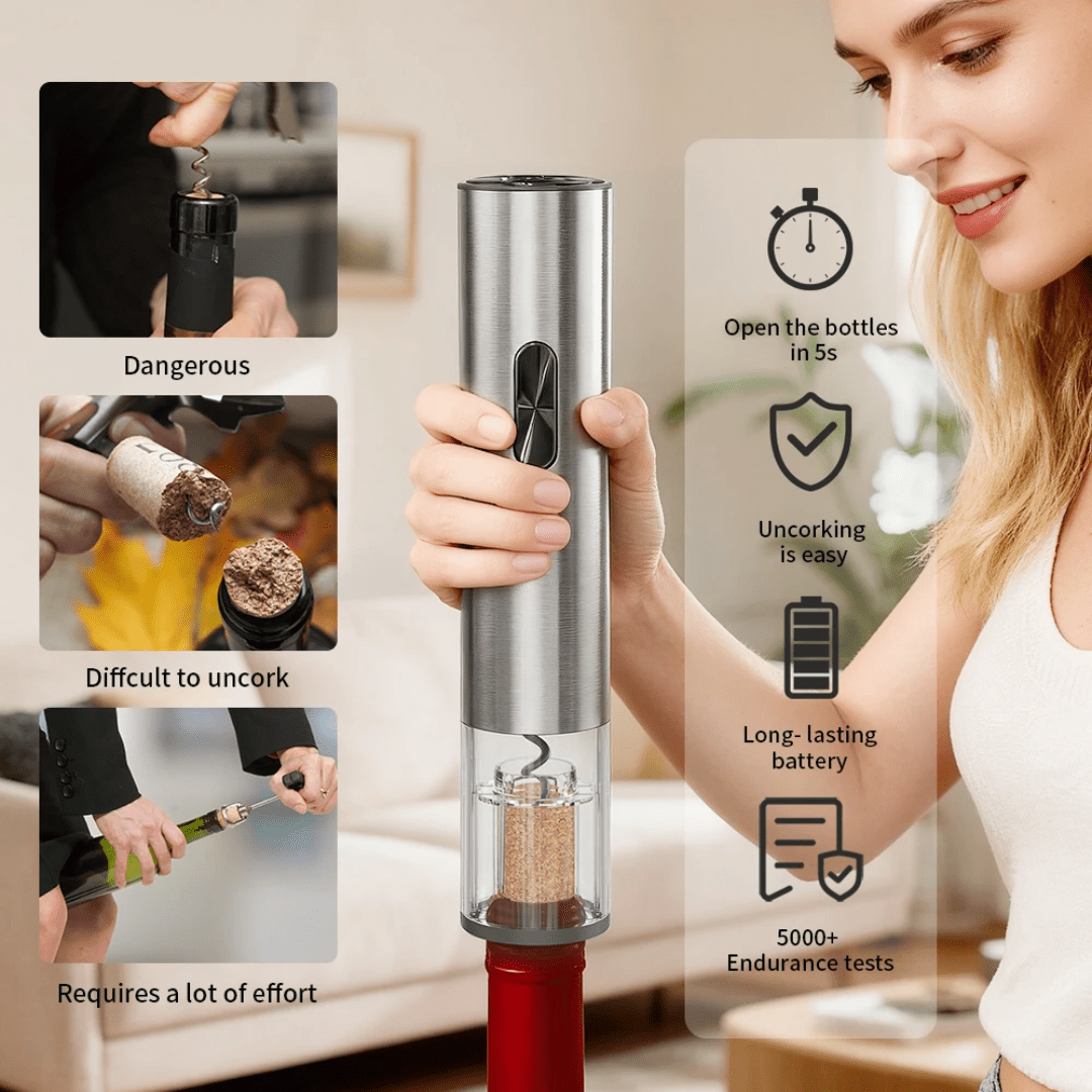 Electric Wine Set – Full Kit with Stoppers, Pourer, Foil Cutter & Pump - Eaze Mart
