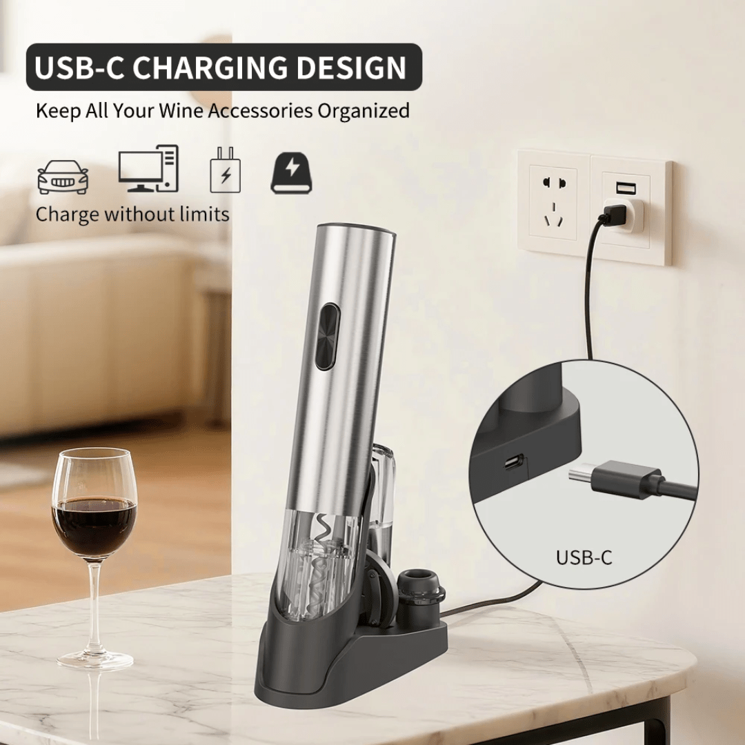 Electric Wine Set – Full Kit with Stoppers, Pourer, Foil Cutter & Pump - Eaze Mart