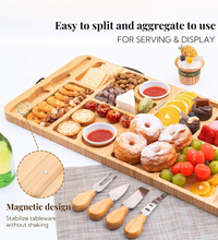 Portable Bamboo Cheese Board Set – Foldable Charcuterie Serving Tray - Eaze Mart