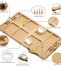 Portable Bamboo Cheese Board Set – Foldable Charcuterie Serving Tray - Eaze Mart