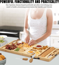Portable Bamboo Cheese Board Set – Foldable Charcuterie Serving Tray - Eaze Mart