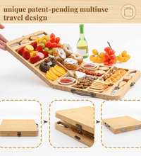 Portable Bamboo Cheese Board Set – Foldable Charcuterie Serving Tray - Eaze Mart