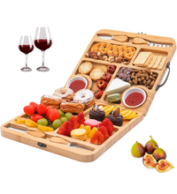 Portable Bamboo Cheese Board Set – Foldable Charcuterie Serving Tray - Eaze Mart