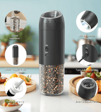 Rechargeable Electric Grinder Set – Black & White, Adjustable Coarseness (2pcs) - Eaze Mart