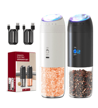 Rechargeable Electric Grinder Set – Black & White, Adjustable Coarseness (2pcs) - Eaze Mart