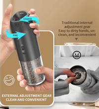 Rechargeable Electric Grinder Set – Black & White, Adjustable Coarseness (2pcs) - Eaze Mart