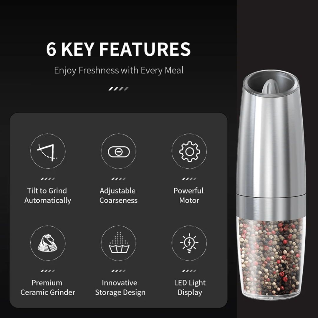 Rechargeable Electric Salt & Pepper Grinder Set – Stainless Steel, Adjustable Coarseness (2pcs) - Eaze Mart