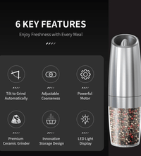 Rechargeable Electric Salt & Pepper Grinder Set – Stainless Steel, Adjustable Coarseness (2pcs) - Eaze Mart