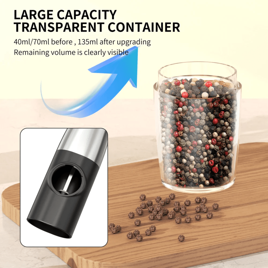 Rechargeable Electric Salt & Pepper Grinder Set – Stainless Steel, Adjustable Coarseness (2pcs) - Eaze Mart