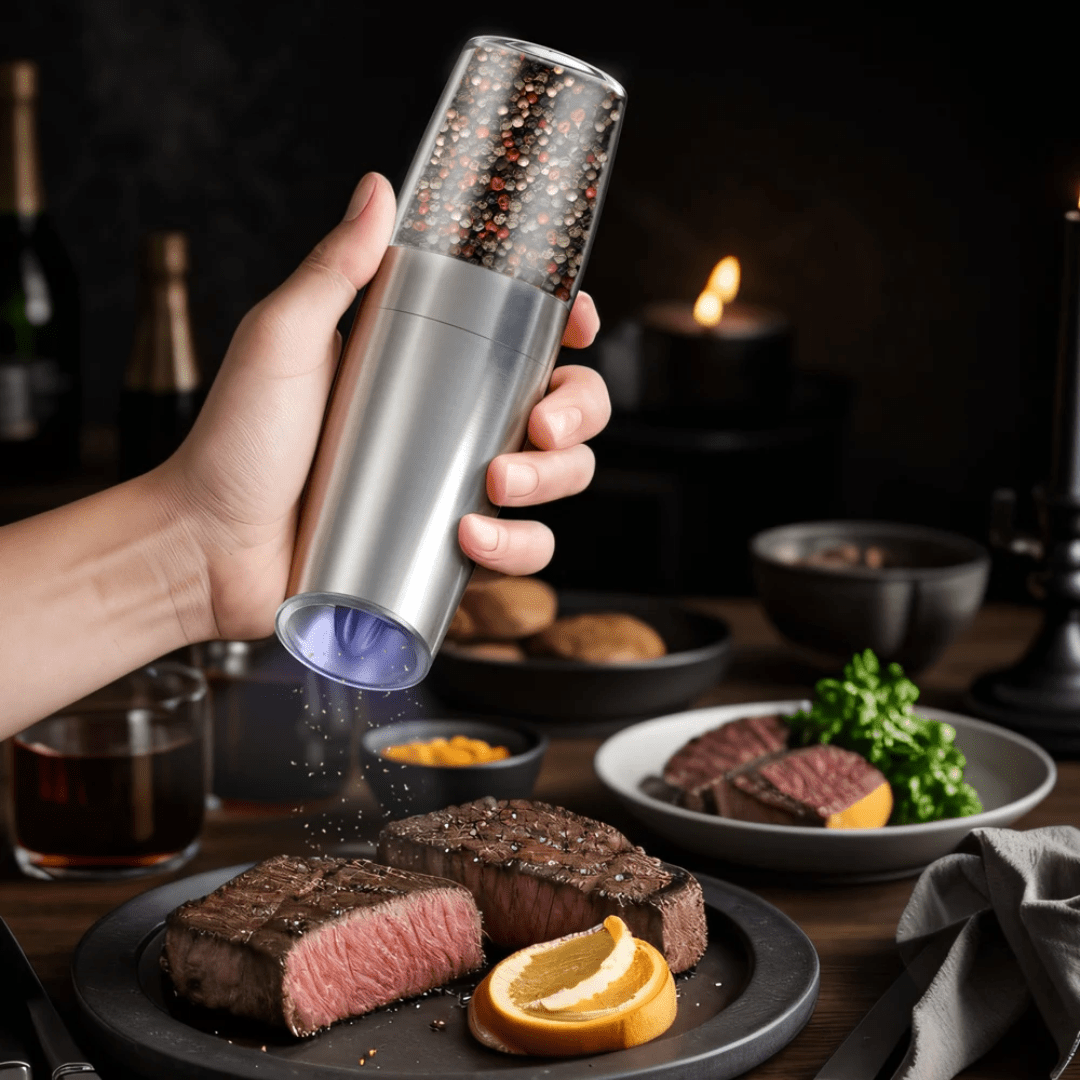 Rechargeable Electric Salt & Pepper Grinder Set – Stainless Steel, Adjustable Coarseness (2pcs) - Eaze Mart