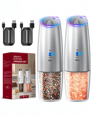 Rechargeable Electric Salt & Pepper Grinder Set – Stainless Steel, Adjustable Coarseness (2pcs) - Eaze Mart