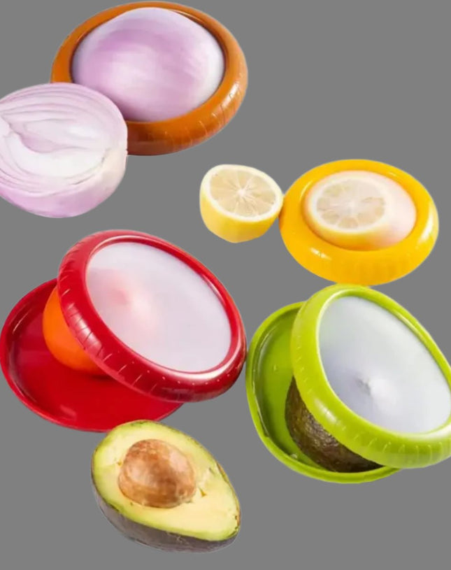 Silicone Fruit Boxes - Set of 4 for Lemon, Onion, Tomato & Avocado - Eaze Mart