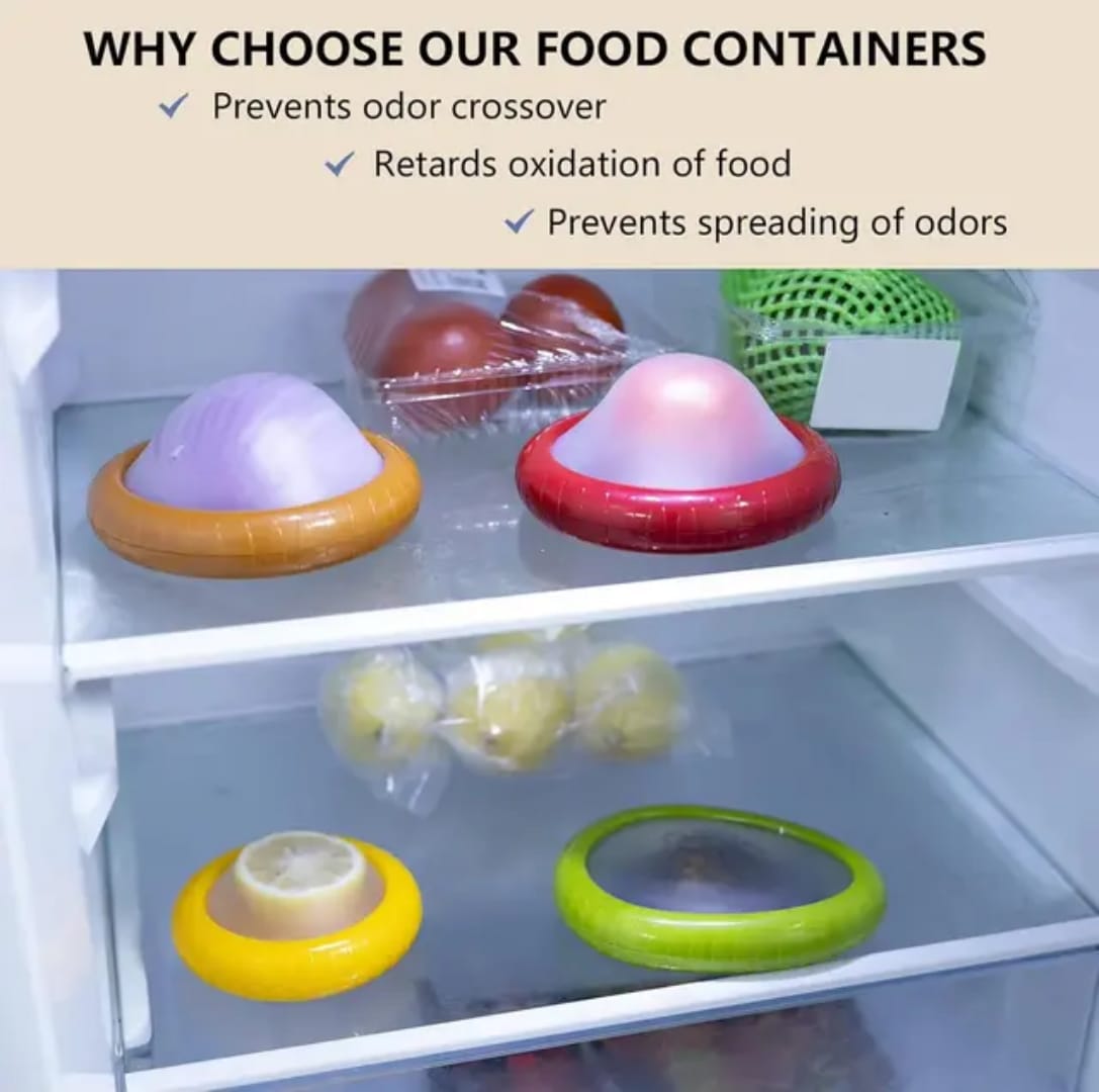 Silicone Fruit Boxes - Set of 4 for Lemon, Onion, Tomato & Avocado - Eaze Mart