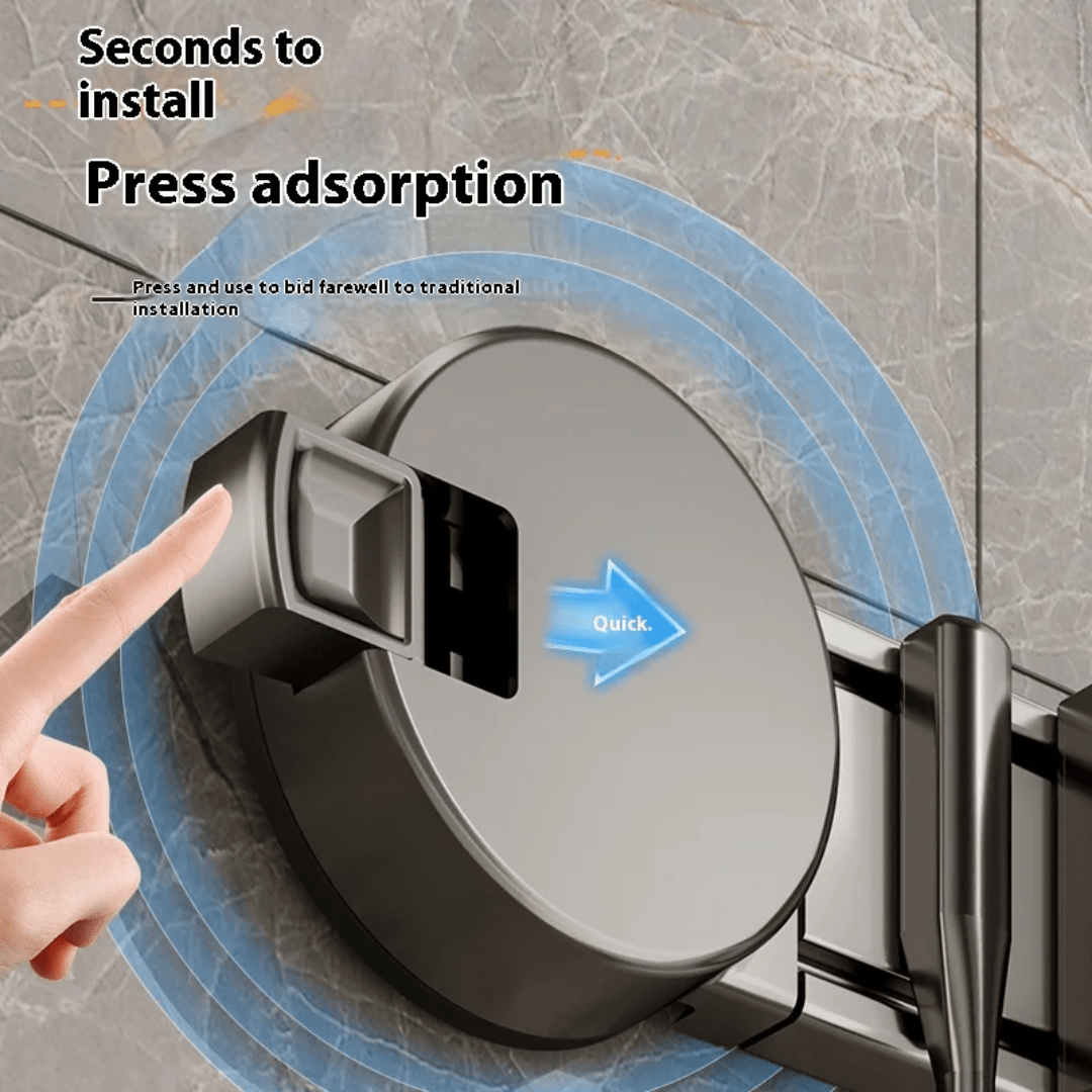 Suction Cup Mop Rack - 4 clips 5 hooks - Eaze Mart