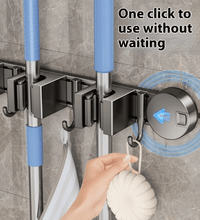 Suction Cup Mop Rack - 4 clips 5 hooks - Eaze Mart