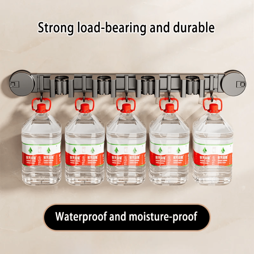 Suction Cup Mop Rack - 4 clips 5 hooks - Eaze Mart