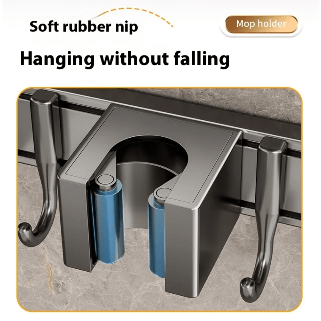 Suction Cup Mop Rack - 4 clips 5 hooks - Eaze Mart