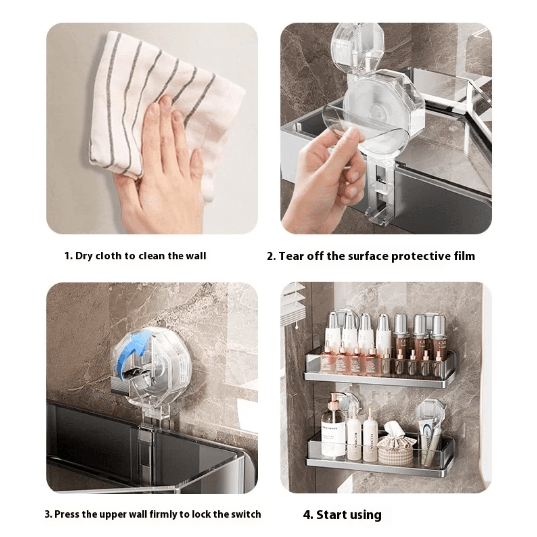 Suction Cup Storage Basket Rack - Eaze Mart