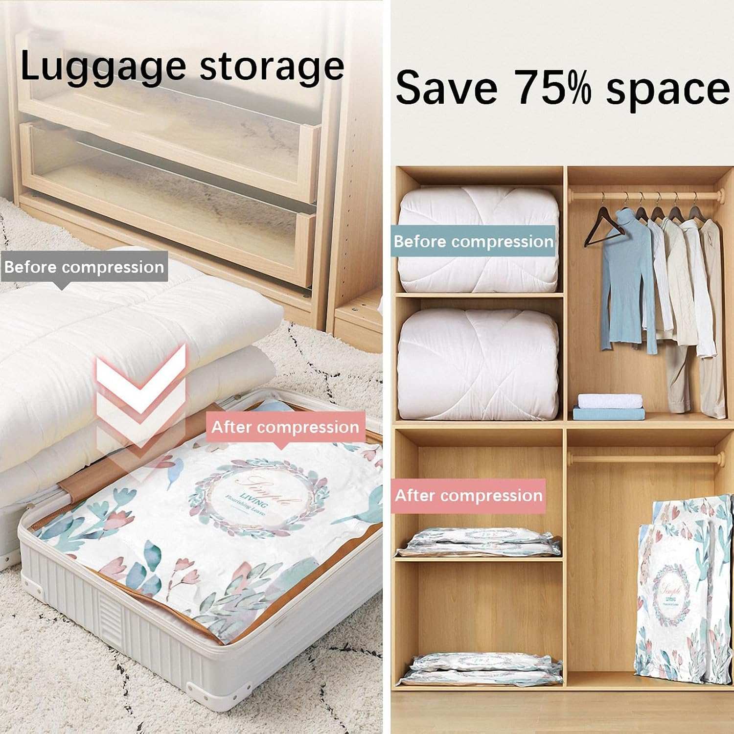 Vacuum Storage Bags Set (3 Bags + Electric Pump) - Eaze Mart