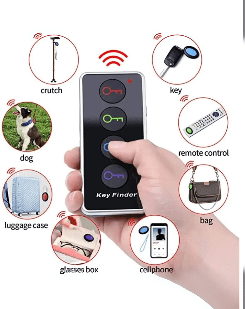 Wireless Key Finder with Remote – 4 Receivers, LED Lights & 40m Range - Eaze Mart